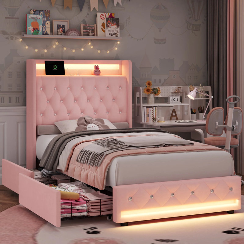 Twin wingback bed discount